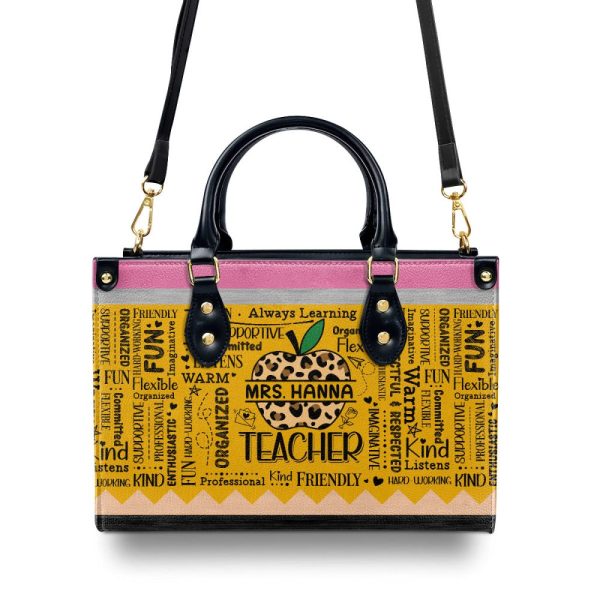 Teacher Apple - Personalized Leather Handbag Sblhbltn997M