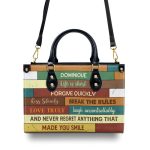 Life Is Short - Personalized Purple Leather Handbag Stb171