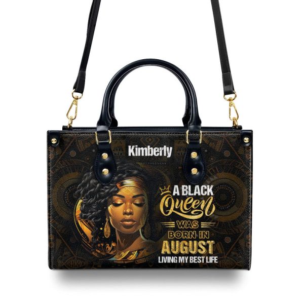 A Black Queen Living My Best Life - Personalized Leather Handbag