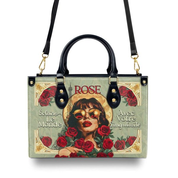 Eclaire Le Monde Avec Ta Singularite - Personalized Leather Hand Bag Sblhbt66