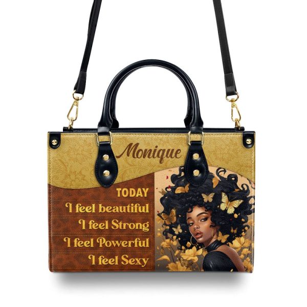 Today I Feel - Personalized Leather Hand Bag Stb79