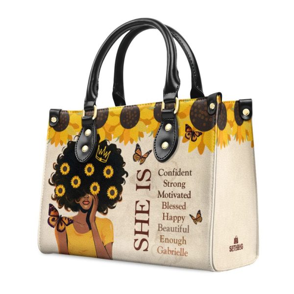 She Is - Personalized Leather Handbag Sb12