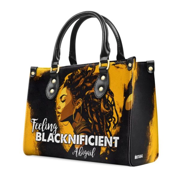 Feeling Blacknificient - Personalized Leather Handbag Stb11