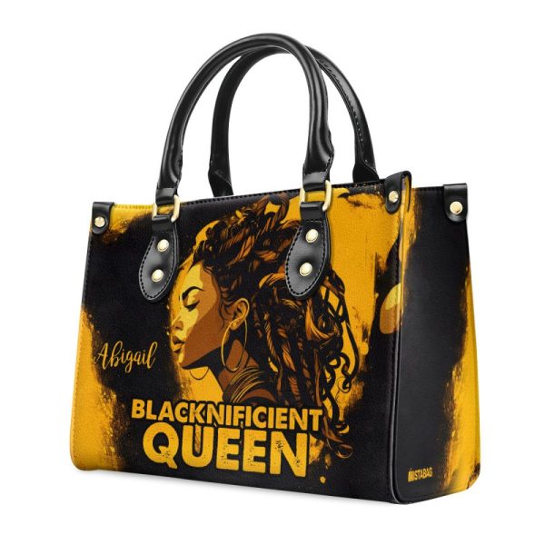 Blacknificient Queen - Personalized Leather Handbag Stb11A