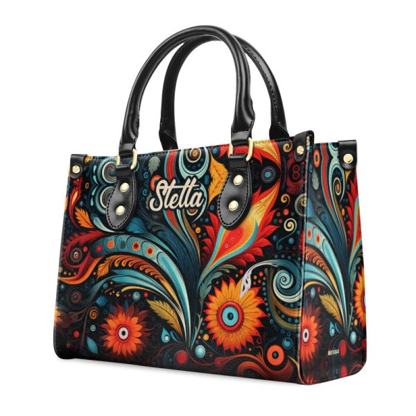 Floral Boho - Personalized Leather Handbag Stb128
