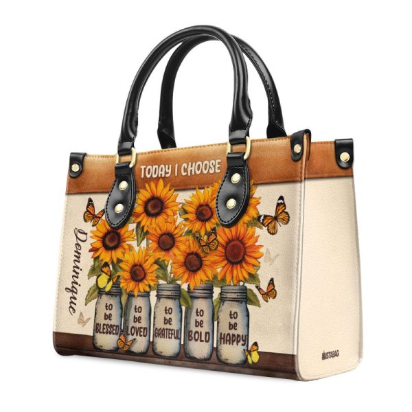 Today I Choose - Personalized Leather Handbag Stb23