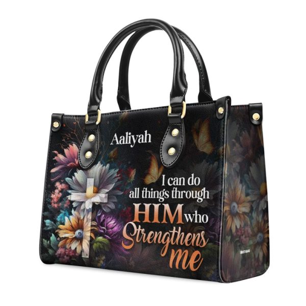 I Can Do All Things Through Him - Personalized Leather Handbag Stb29