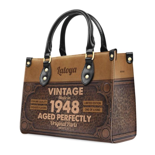 Personalized Vintage Brown Leather Handbag Stb66