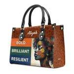 Bold Brilliant Resilient - Personalized Purple Leather Handbag Stb69