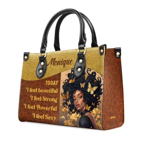 Today I Feel - Personalized Leather Hand Bag Stb79