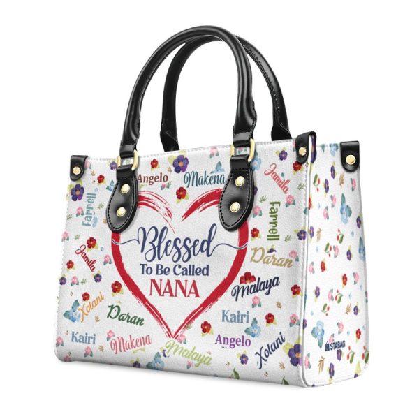 Blessed To Be Called Nana - Personalized Leather Handbag