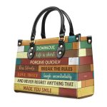 Life Is Short - Personalized Purple Leather Handbag Stb171