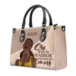 She Was The Warrior - Personalized Leather Hand Bag Stb102