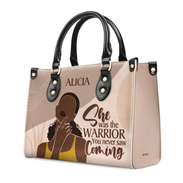 She Was The Warrior - Personalized Leather Hand Bag Stb102