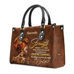 Strength Doesn'T Come From What You Can Do - Personalized Purple Leather Handbag Stb170