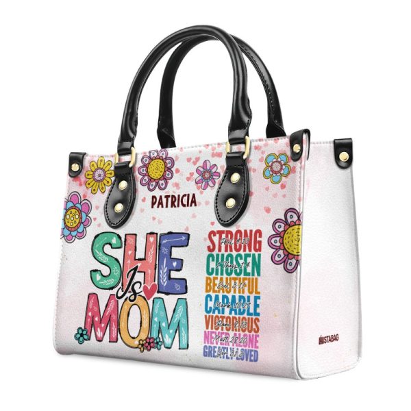 She Is Mom - Personalized Leather Handbag