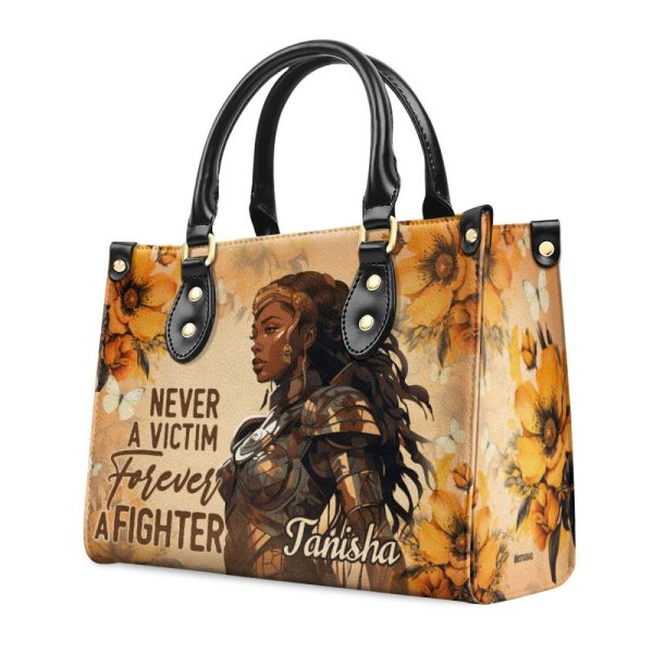 Forever A Fighter - Personalized Leather Hand Bag Stb83