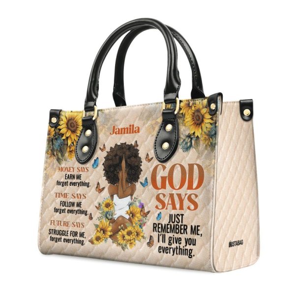 God Says Just Remember Me - Personalized Leather Handbag Sblhblm1402Ta