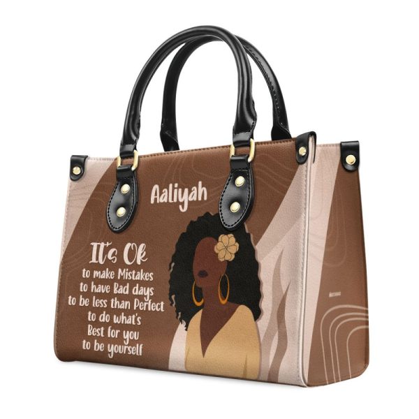 It Is Ok To Be Less Than Perfect - Personalized Leather Hand Bag Stb105