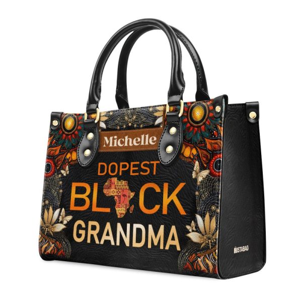 Dopest Black Nana/Grandma - Personalized Leather Handbag Mb64C
