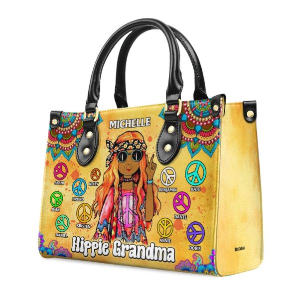 Hippie Grandma - Personalized Leather Handbag Sbn12