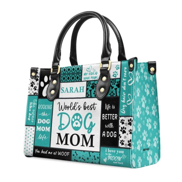 World'S Best Dog Mom - Personalized Leather Handbag Sbha04
