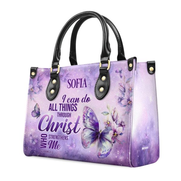 I Can Do All Things Through Christ Who Strengthens Me - Personalized Leather Handbag Sblhbtn01