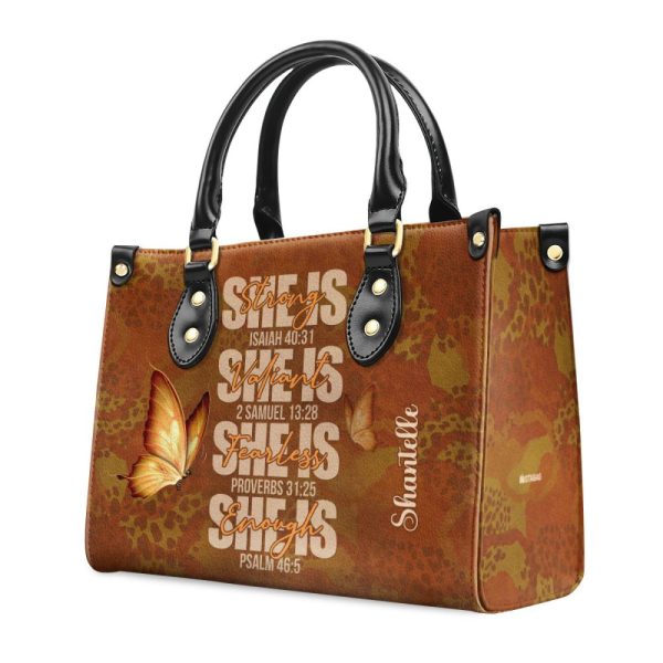 She Is Strong - Personalized Leather Handbag Stb180