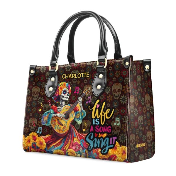 Life Is A Song Sing It - Personalized Leather Handbag Sblhblm2772L
