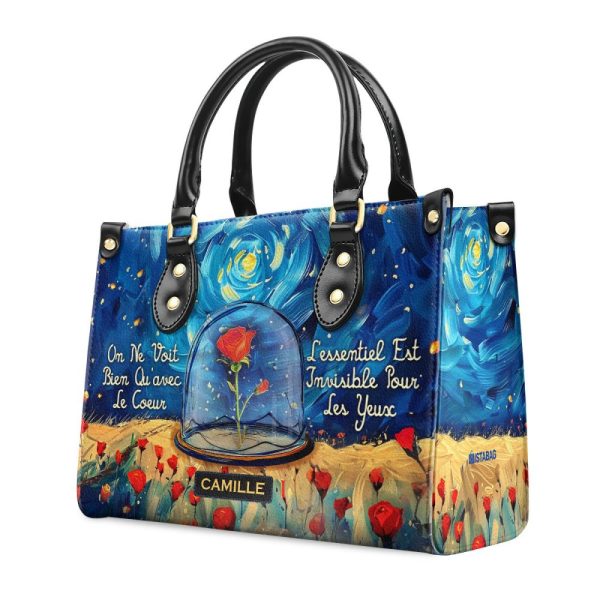 On Ne Voit Bien Qu’Avec Le Coeur - Personalized Leather Hand Bag Sblhbt67
