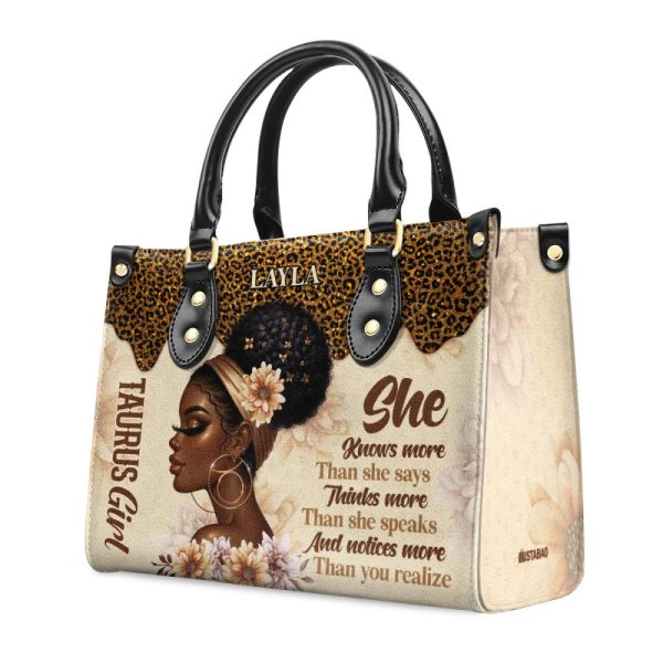 She Knows - Personalized Leather Handbag Sbhn09