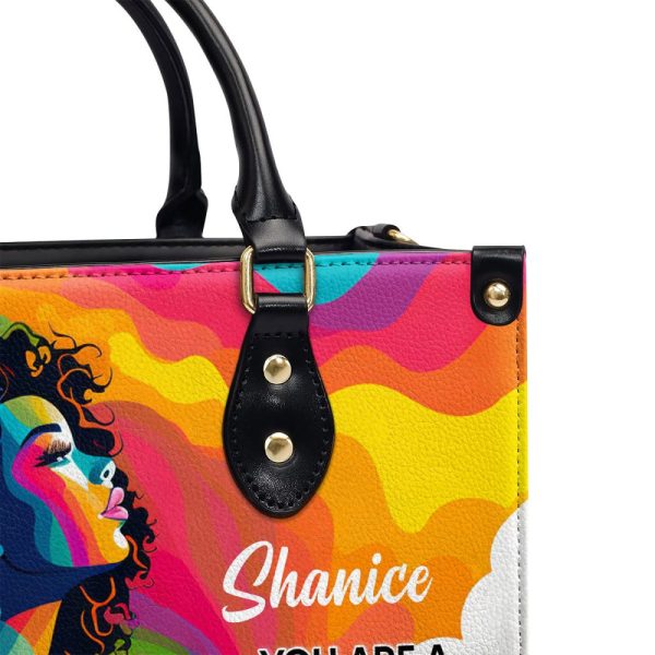 You Are A Rainbow - Personalized Leather Hand Bag Stb48
