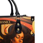 Live Without Regrets - Personalized Purple Leather Handbag Stb62