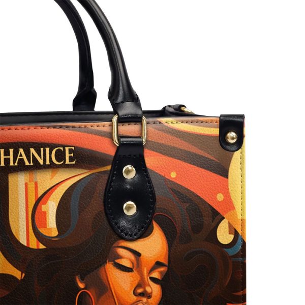 Live Without Regrets - Personalized Purple Leather Handbag Stb62