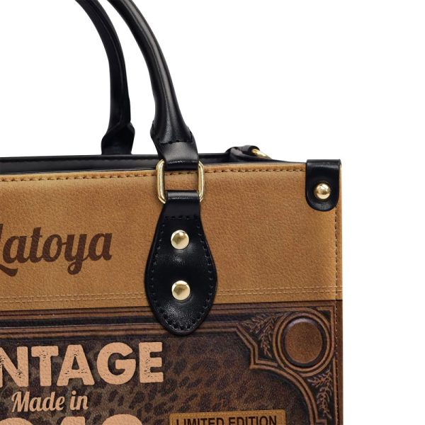 Personalized Vintage Brown Leather Handbag Stb66