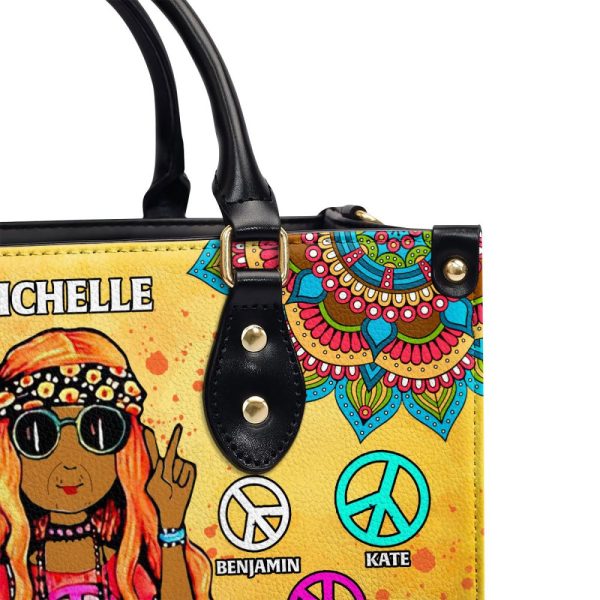 Hippie Grandma - Personalized Leather Handbag Sbn12