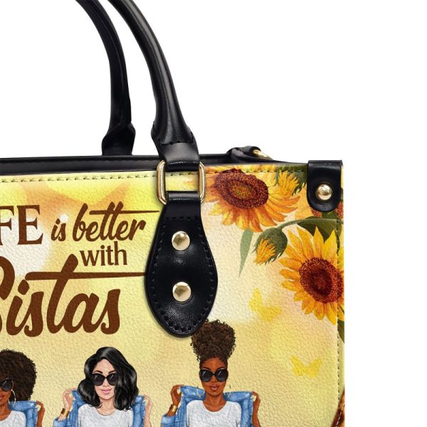 Life Is Better With Sistas - Personalized Leather Handbag Stb01A