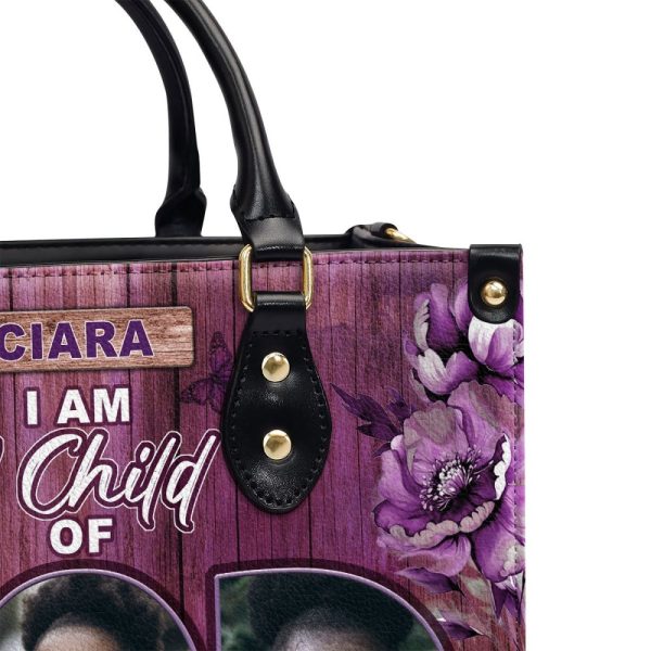 I Am A Child Of God - Personalized Leather Handbag Sblhbt83