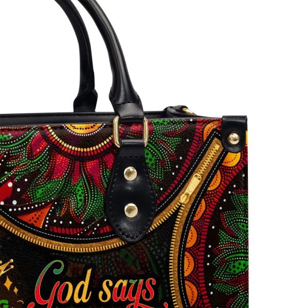 God Says I Am Black - Personalized Leather Handbag