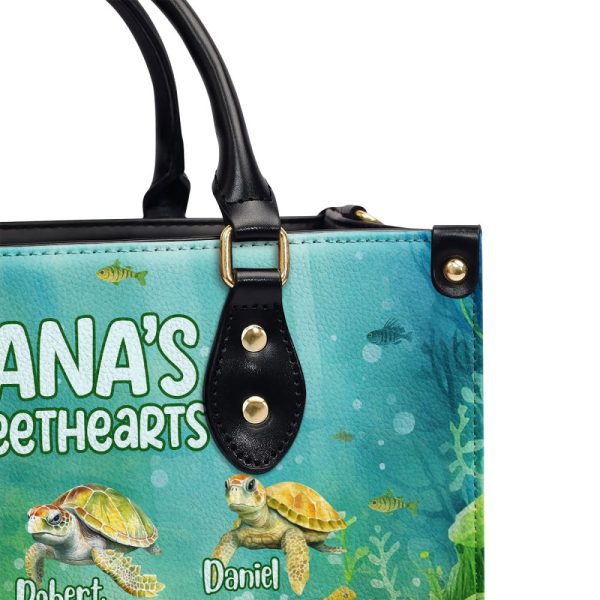 Nana'S Sweethearts - Turtles Personalized Leather Handbag Stb109