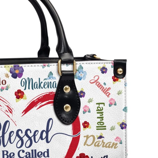 Blessed To Be Called Nana - Personalized Leather Handbag