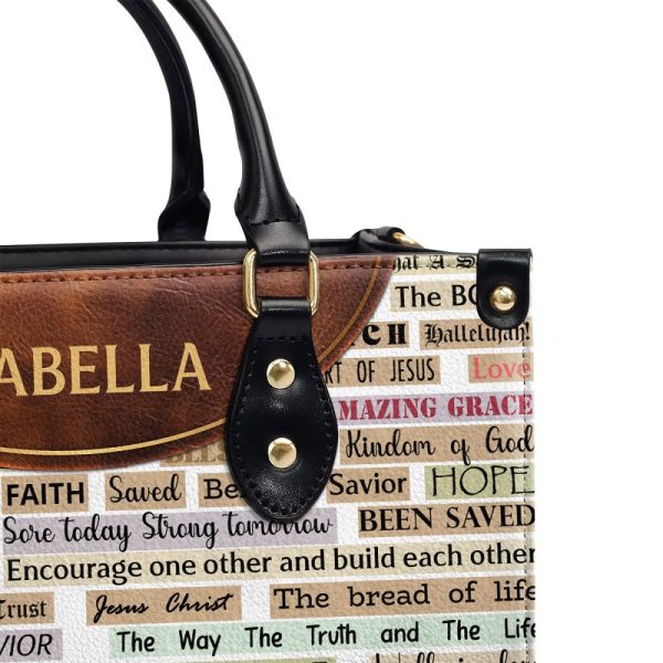 Faith Text - Personalized Leather Hand Bag Sblhbpt771T