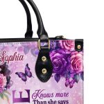 She Knows More Than She Says - Personalized Leather Handbag
