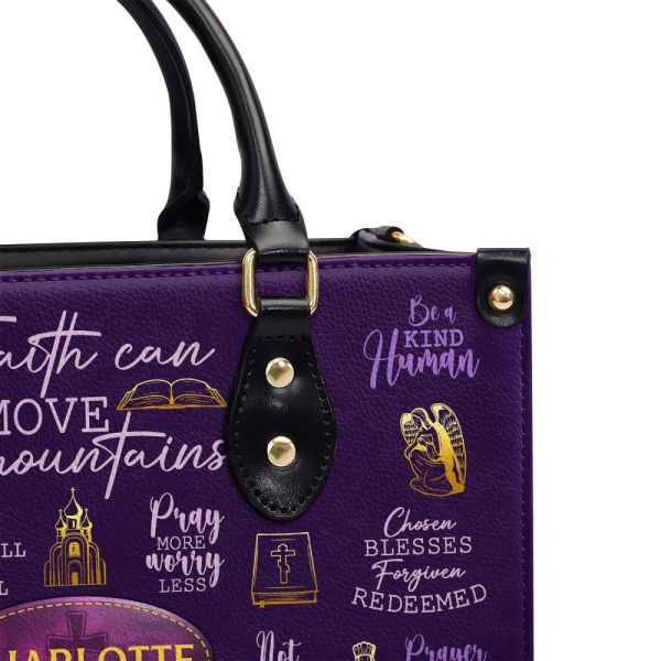 Faith Can Move Mountains - Personalized Leather Handbag Sblhbt84