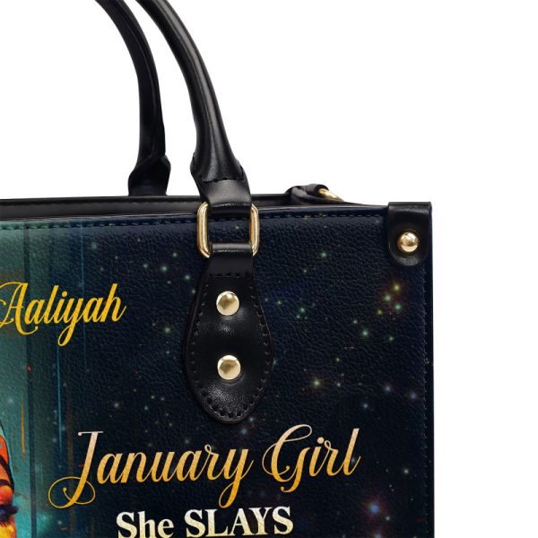 Month Girl - Personalized Purple Leather Handbag Stb176