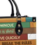 Life Is Short - Personalized Purple Leather Handbag Stb171