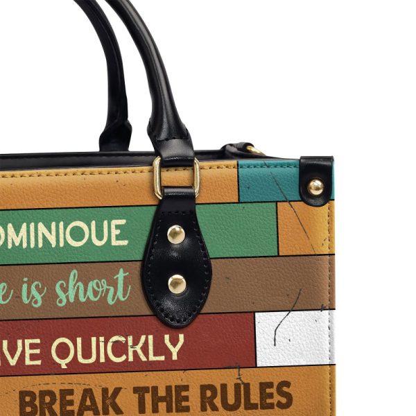 Life Is Short - Personalized Purple Leather Handbag Stb171