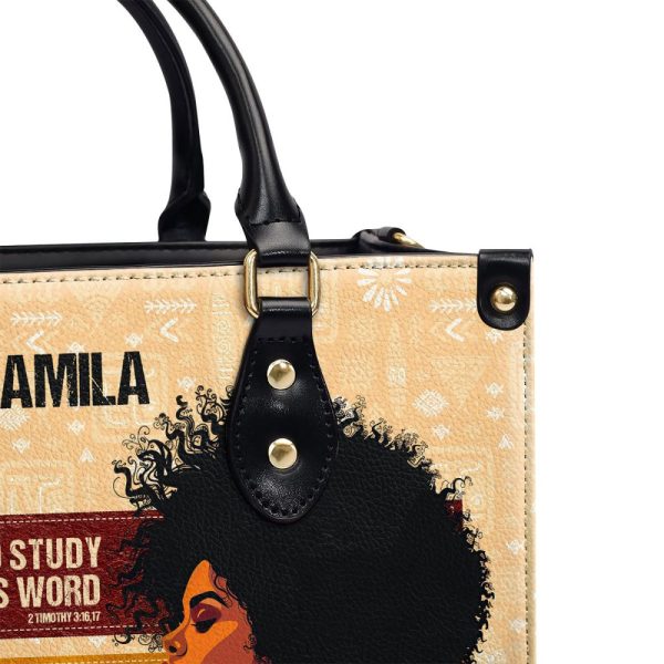 Stop And Study God'S Word - Personalized Leather Handbag Sblhblm1193L