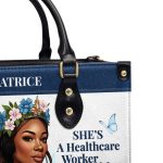 She'S Black She'S A Queen She'S A Healthcare Worker Living Her Best Life - Personalized Leather Handbag Stb162
