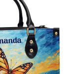 Butterfly In The Starry Night Style - Personalized Leather Handbag Msm07